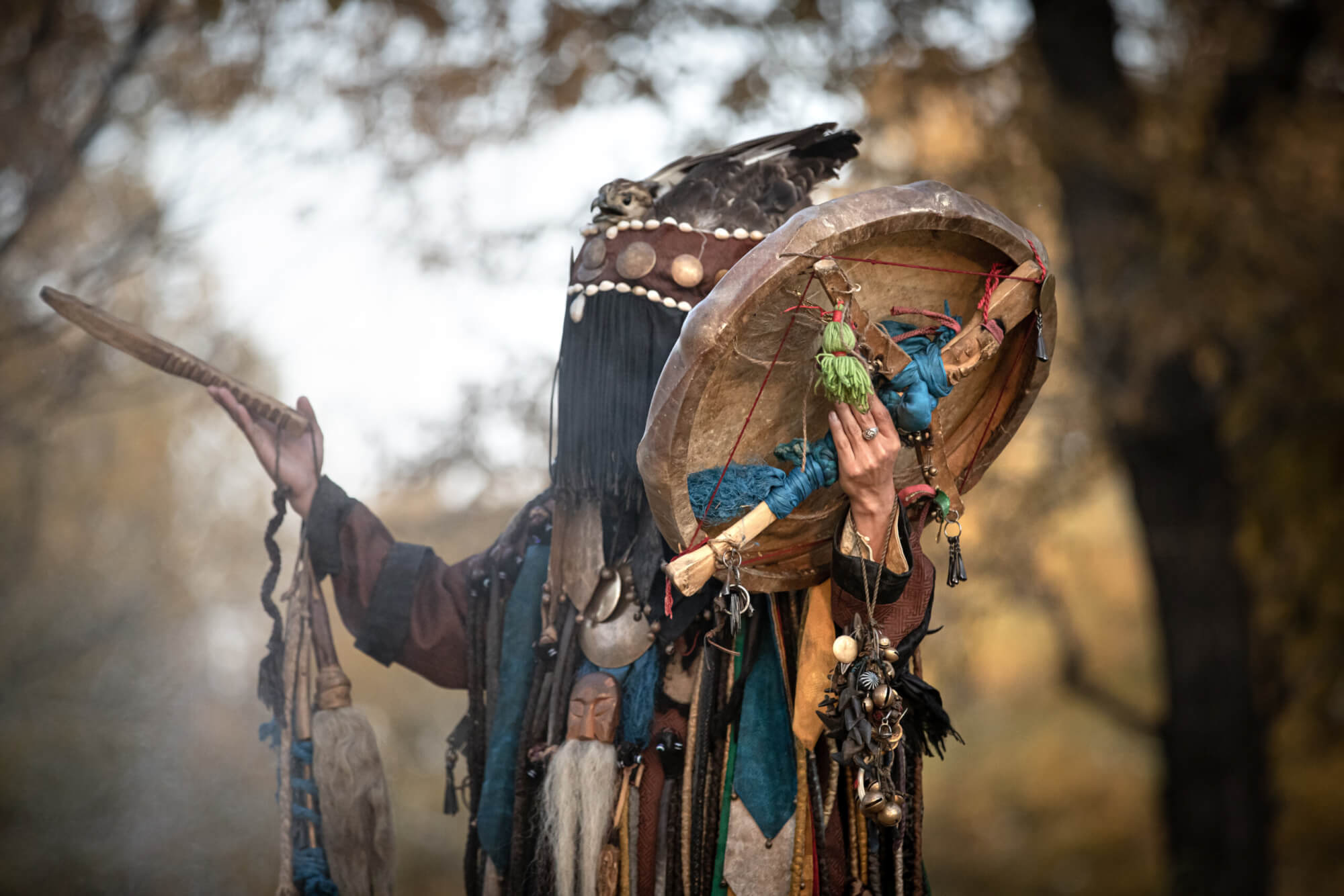 Mongolian shaman performing a ritual.