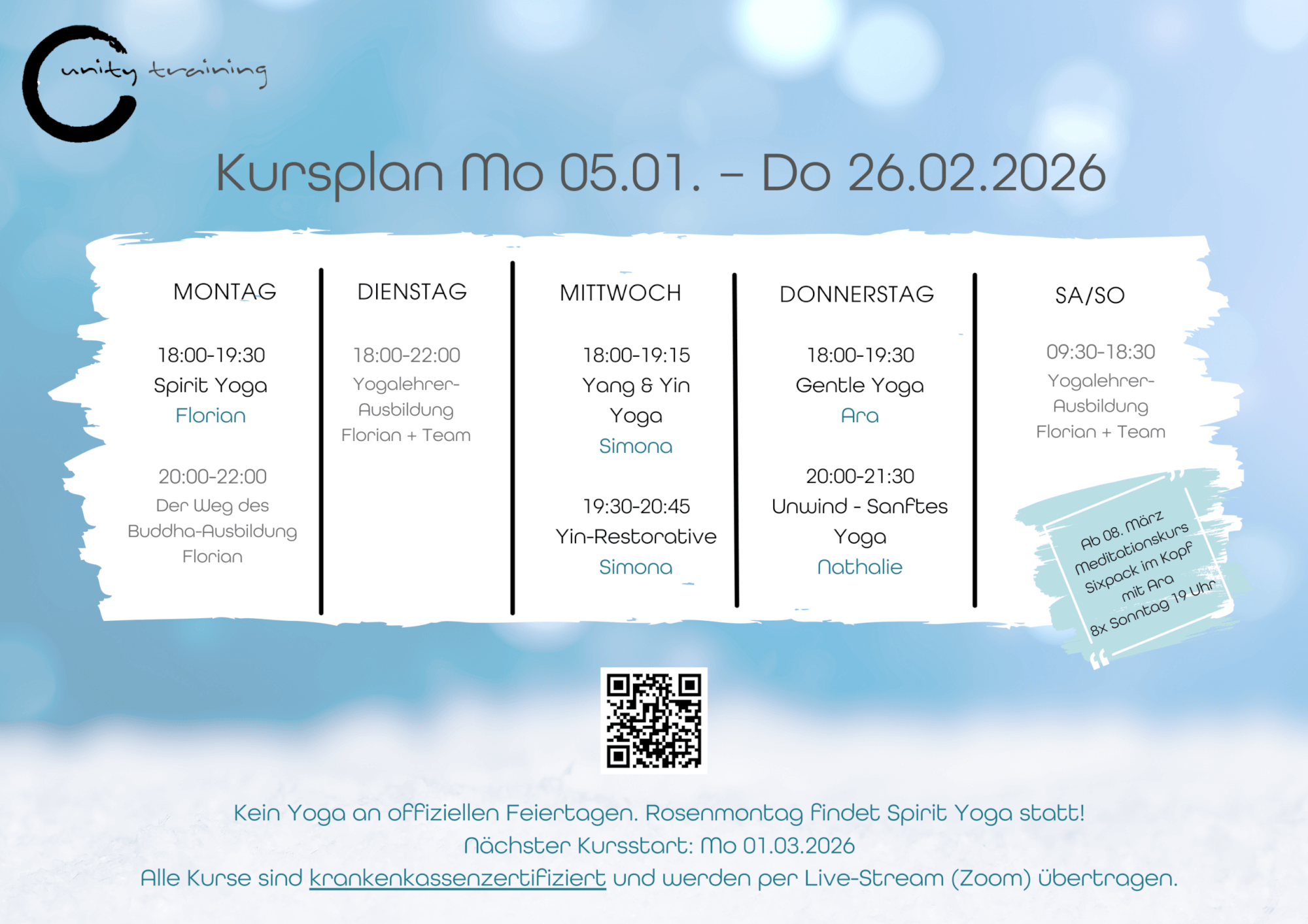 Yoga Klasse bei Unity Training Köln