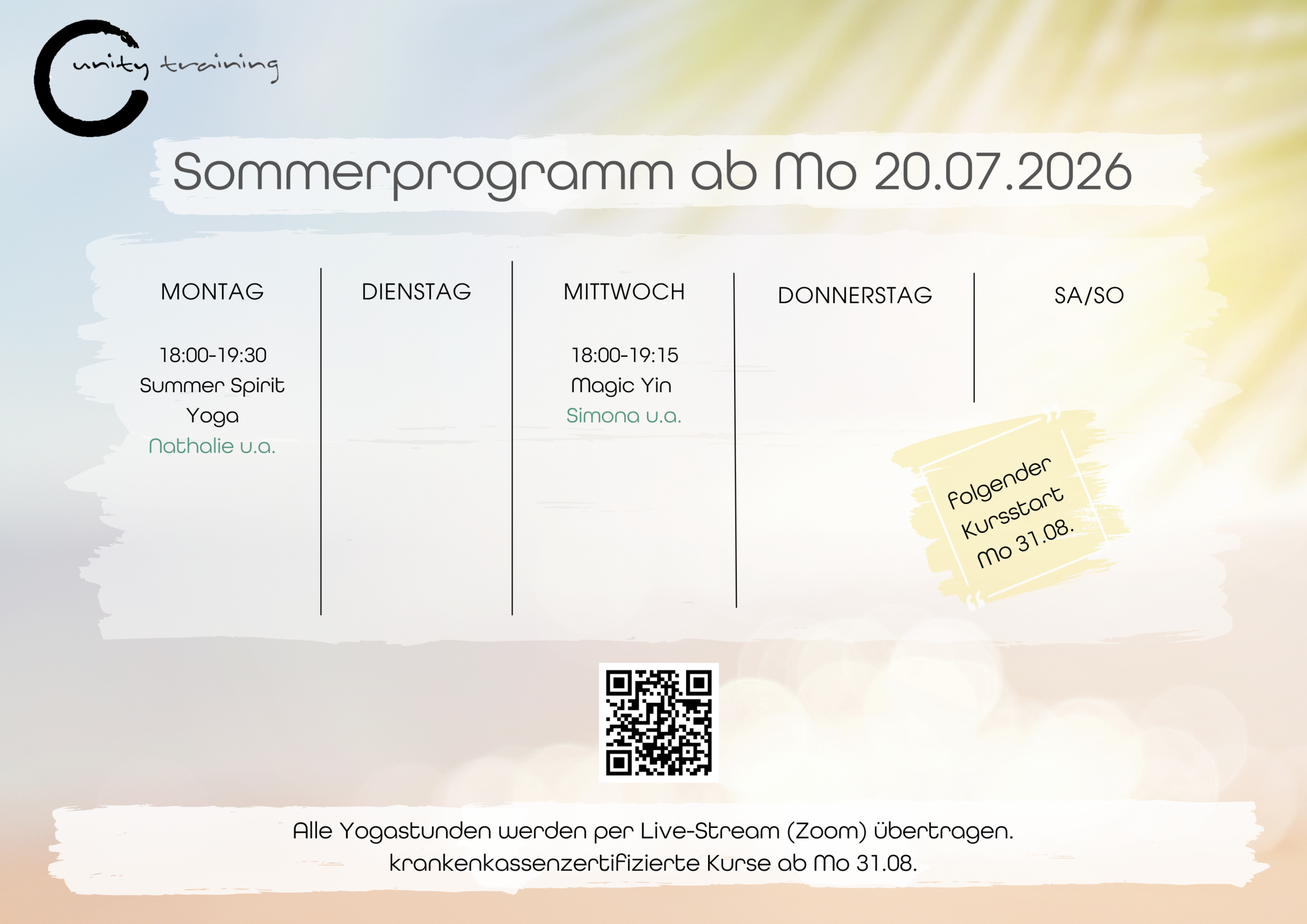 Yoga Klasse bei Unity Training Köln